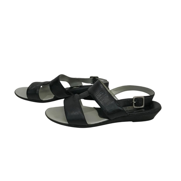 Brioso Shoes - Brioso Sandals Black Leather Wedge Summer Strappy Slingback Size 7